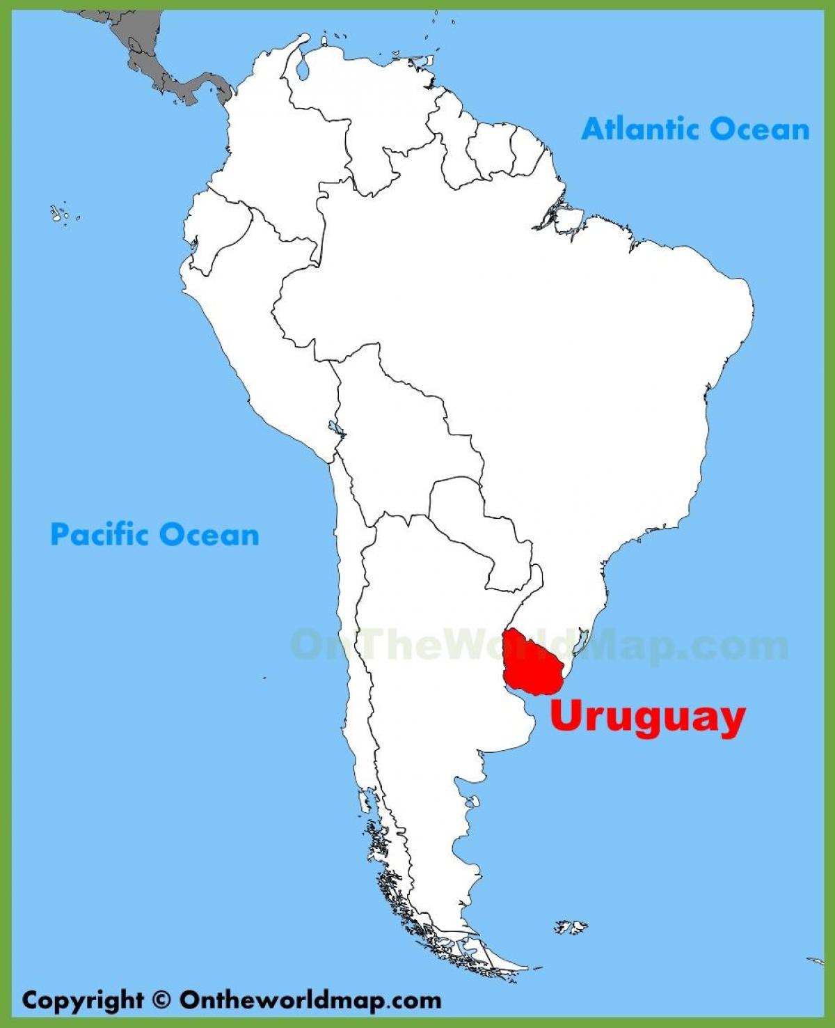 מפה של אורוגוואי בדרום אמריקה.
