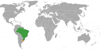 אורוגוואי מיקום על מפת העולם